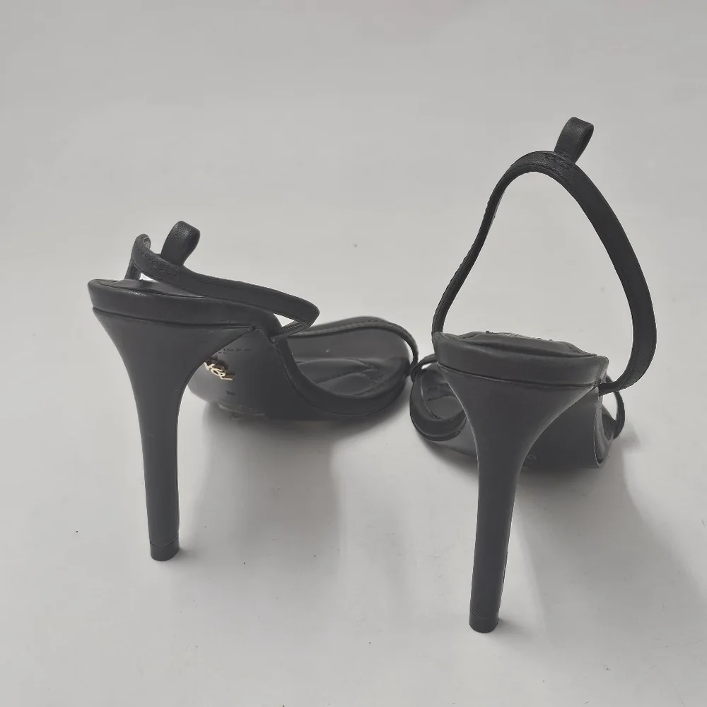 Kurt Geiger London Brixton Black Stiletto Sandals Quilted Heel Womens 6 EU36